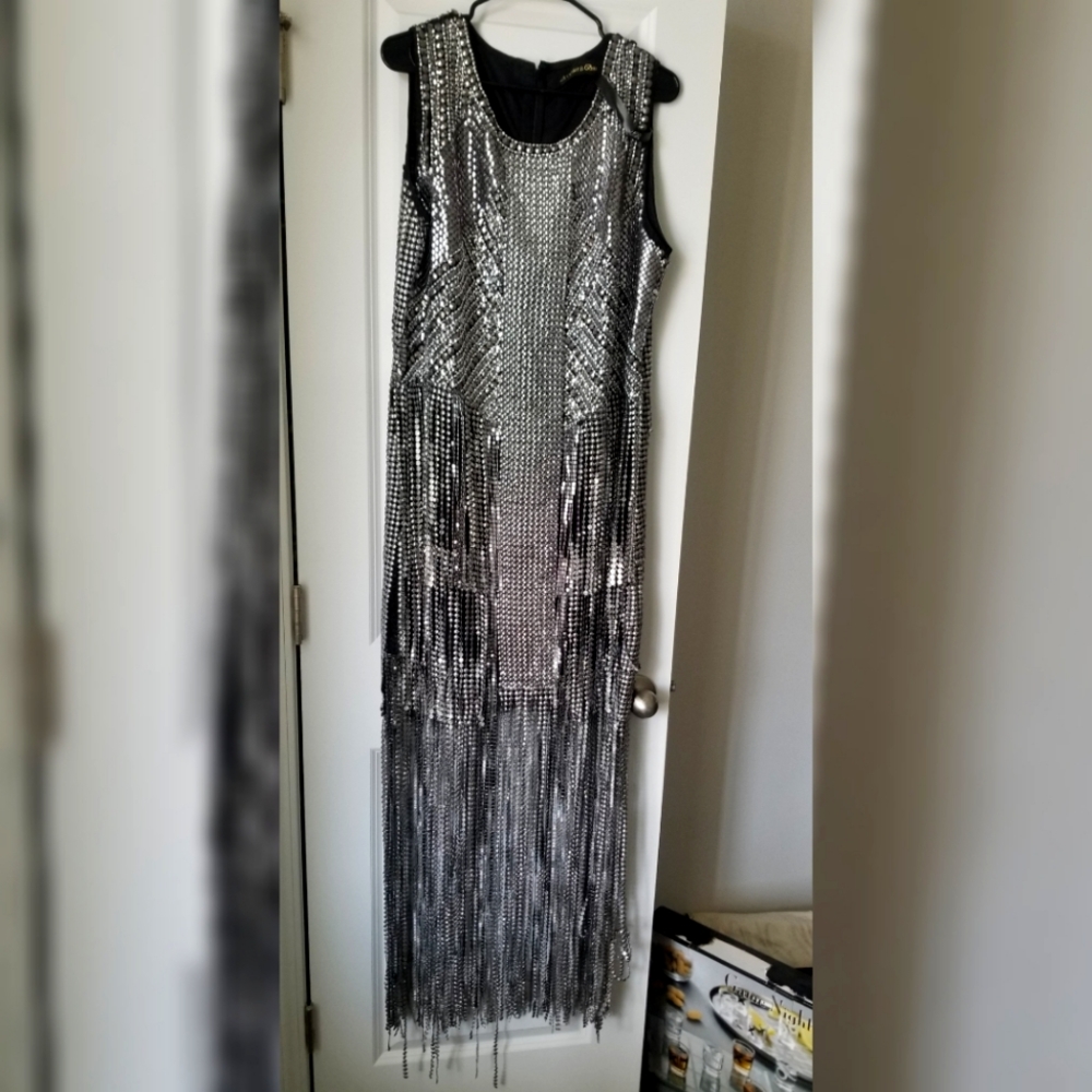 A Star Is Born Silver Metallic Party Dress